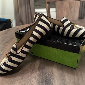 Sam Edelman Black and White Striped Loafers